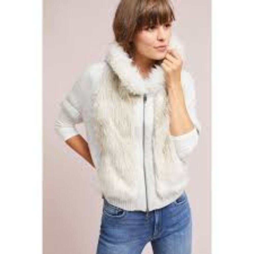 Sleeping on Snow Anthropologie Faux Fur Dolman Sleeve Sweater w/Hood Size XS